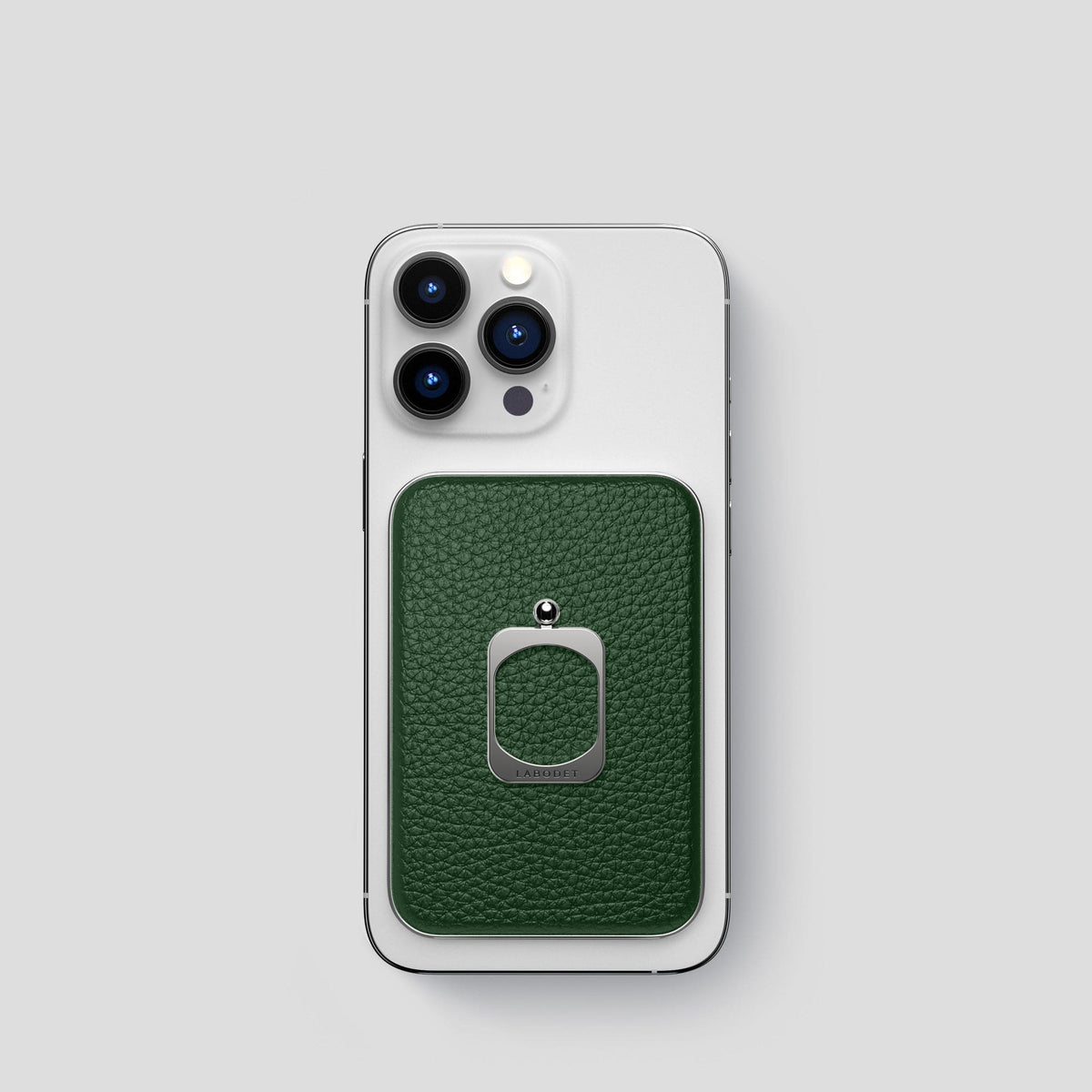 Dark-Green MagSafe Ring iPhone 14 Pro Calf with Steel Metal -2 | Dark-Green-Steel