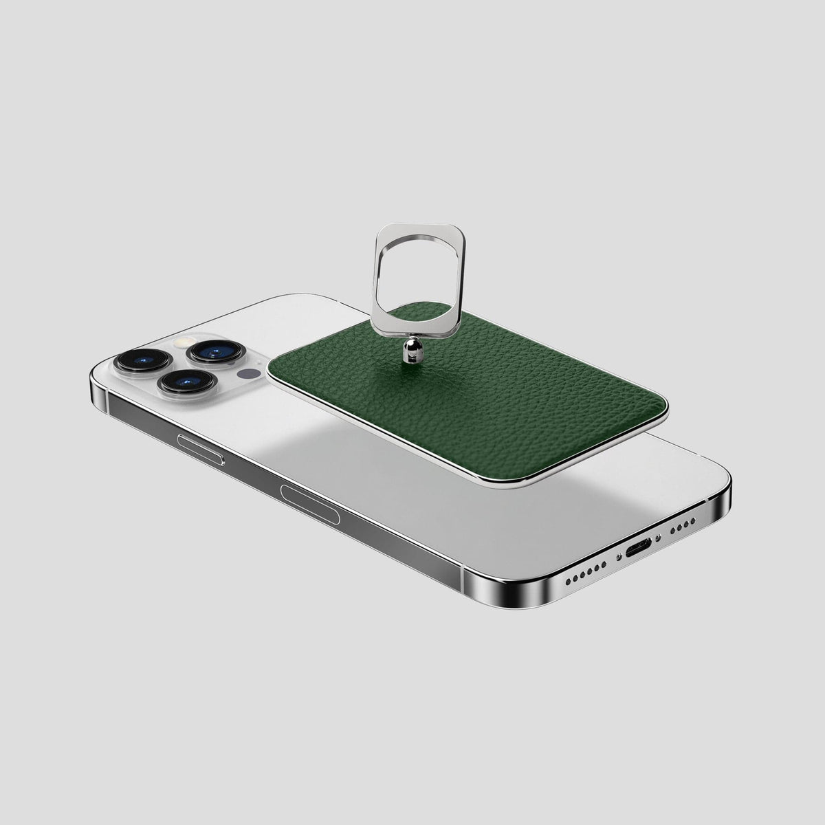Dark-Green MagSafe Ring iPhone 14 Pro Max Calf with Steel Metal -4 | Dark-Green-Steel