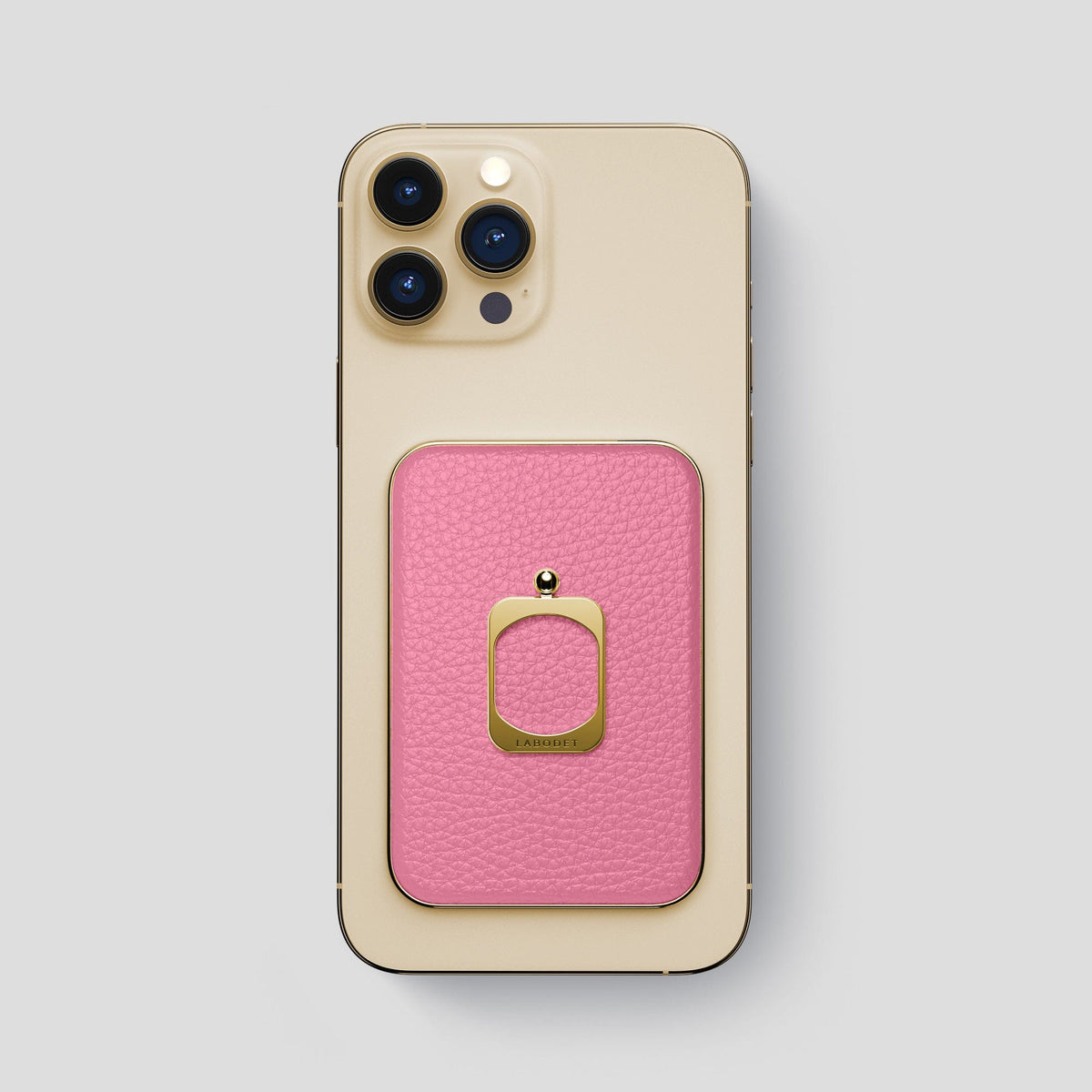 Pink MagSafe Ring iPhone 14 Pro Max Calf with Gold Metal -2 | Pink-Gold