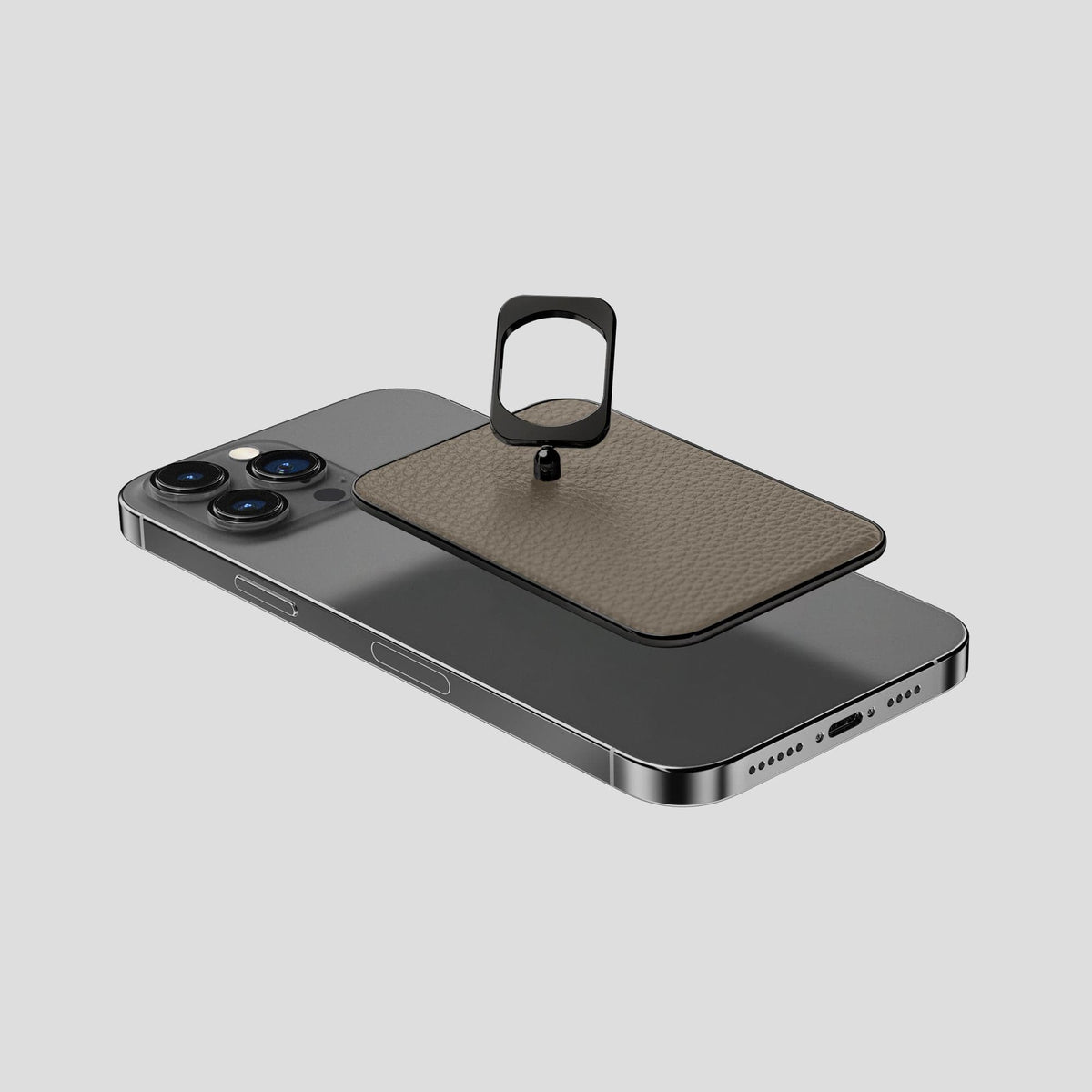 Taupe MagSafe Ring iPhone 14 Pro Max Calf with Black Metal -4 | Taupe-Black