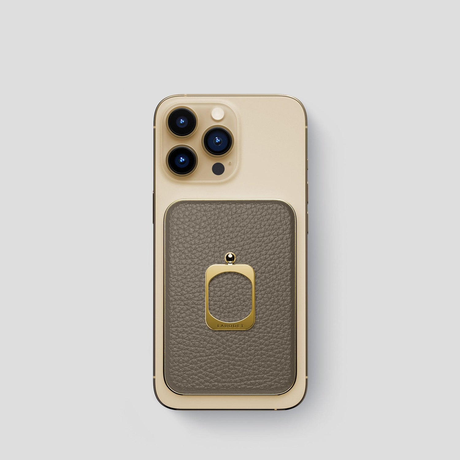 Taupe MagSafe Ring iPhone 14 Pro Calf with Gold Metal -2 | Taupe-Gold