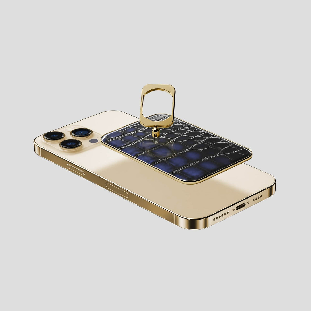 Havana-Blue iPhone 14 Pro Max MagSafe Ring with Gold Metal -4 | Havana-Blue-Gold