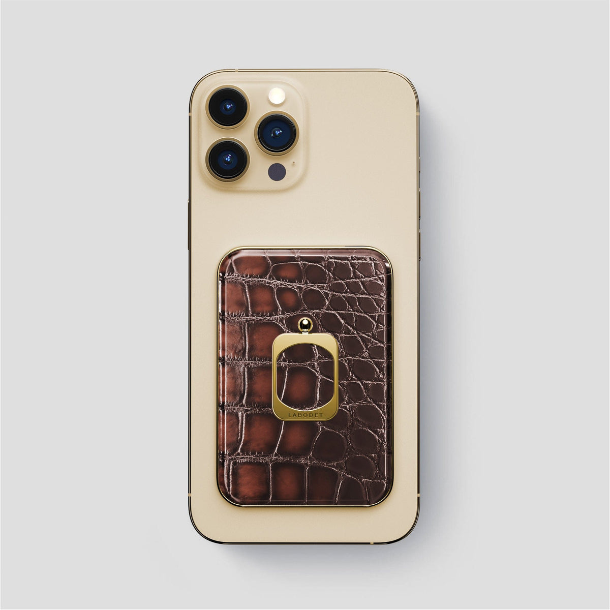 Havana-Brown iPhone 14 Pro Max MagSafe Ring with Gold Metal -2 | Havana-Brown-Gold