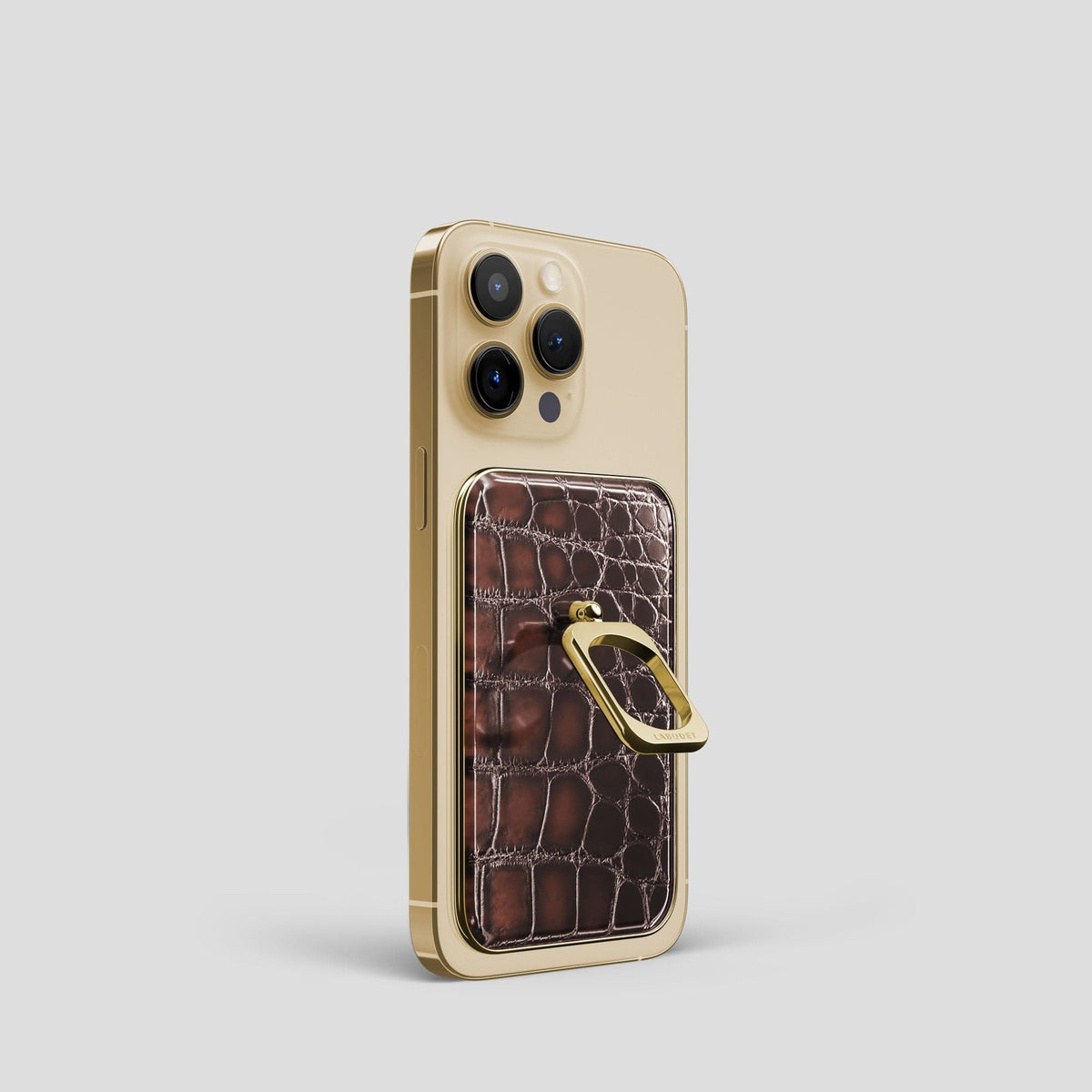 Havana-Brown iPhone 14 Pro MagSafe Ring with Gold Metal -1 | Havana-Brown-Gold