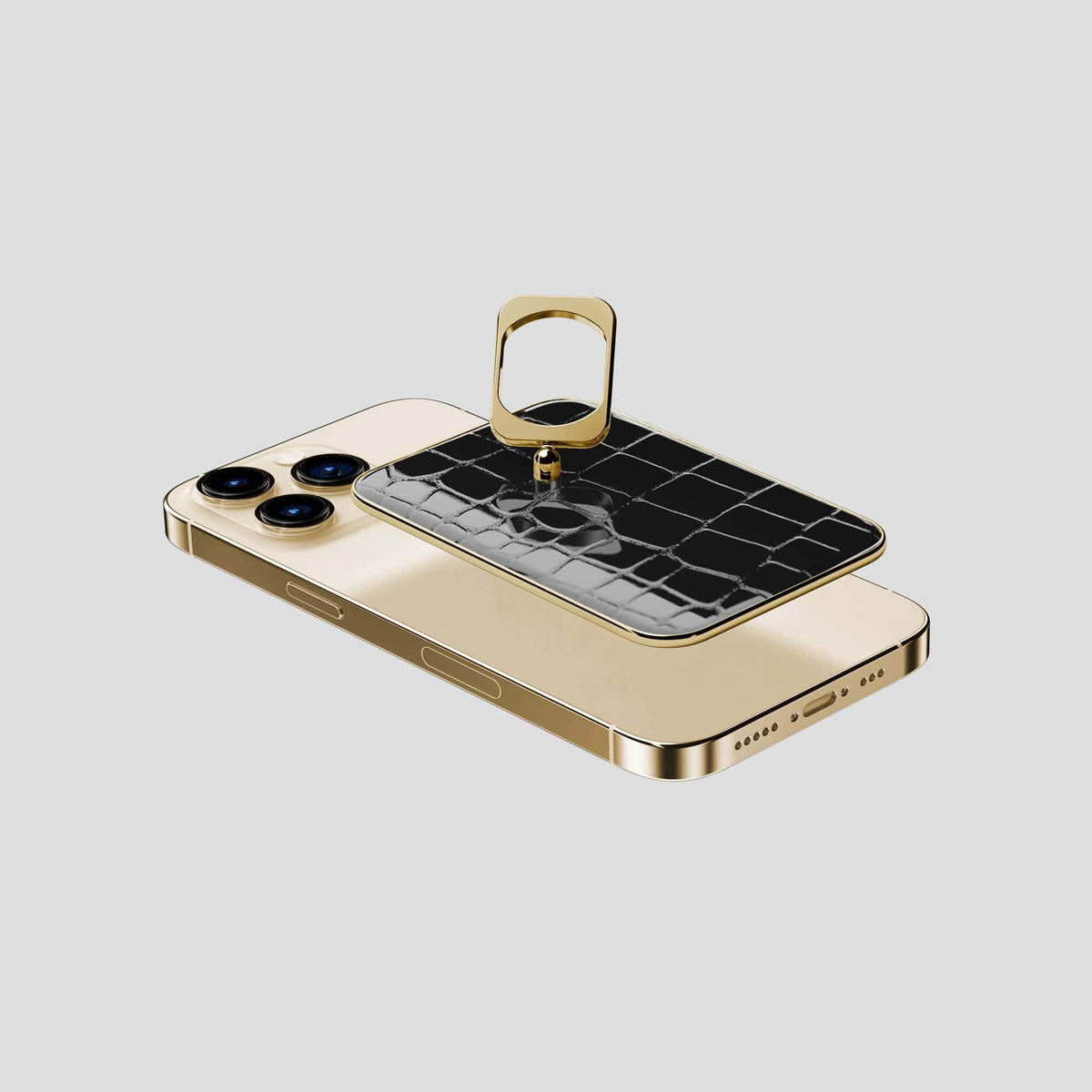 Black MagSafe Ring iPhone 14 Pro with Gold Metal -4 | Black-Gold