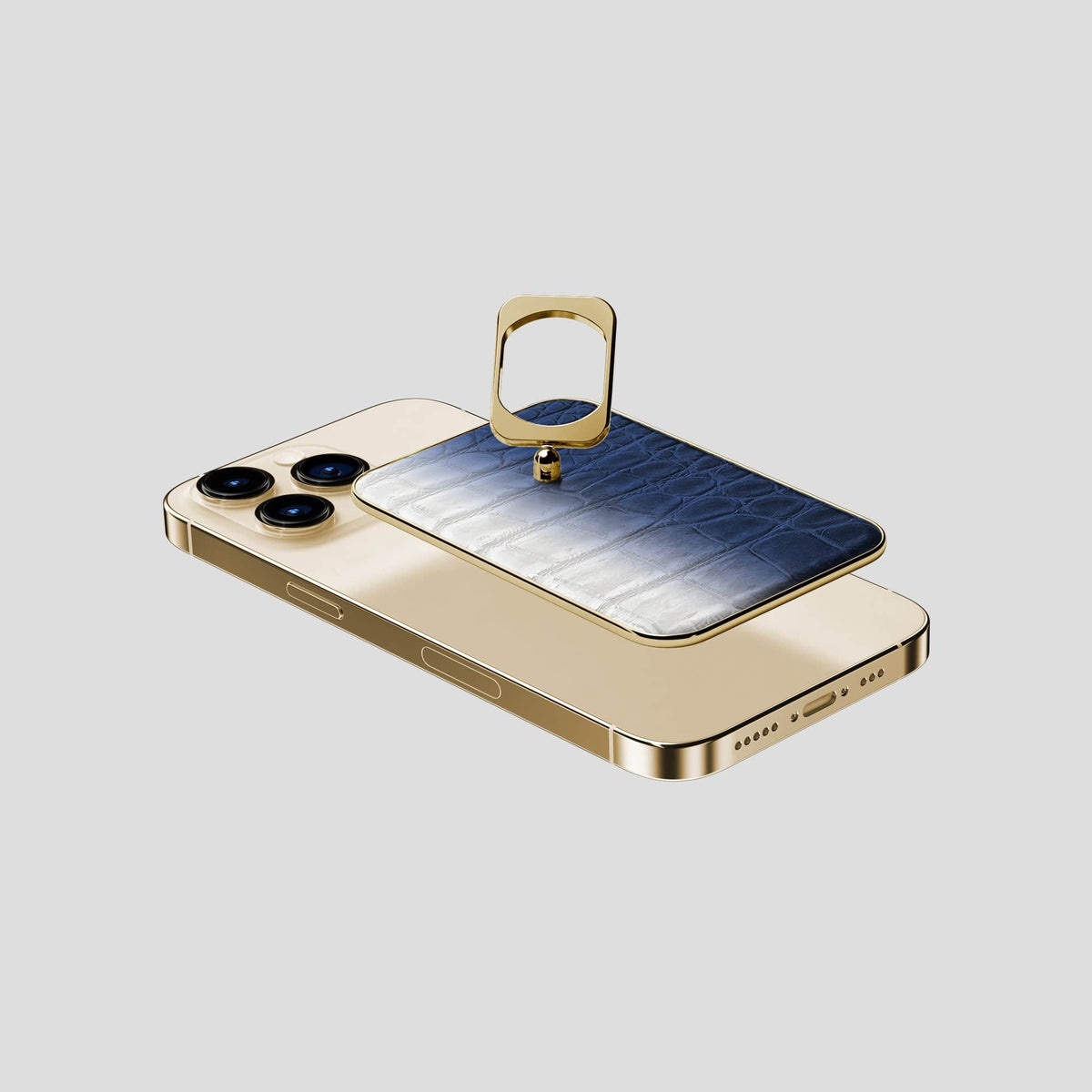 Navy Blue iPhone 14 Pro Himalaya MagSafe Ring with Gold Metal -4 | Navy-Blue-Gold