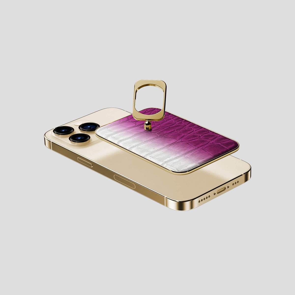 Fuchsia iPhone 14 Pro Himalaya MagSafe Ring with Gold Metal -4 | Fuchsia-Gold