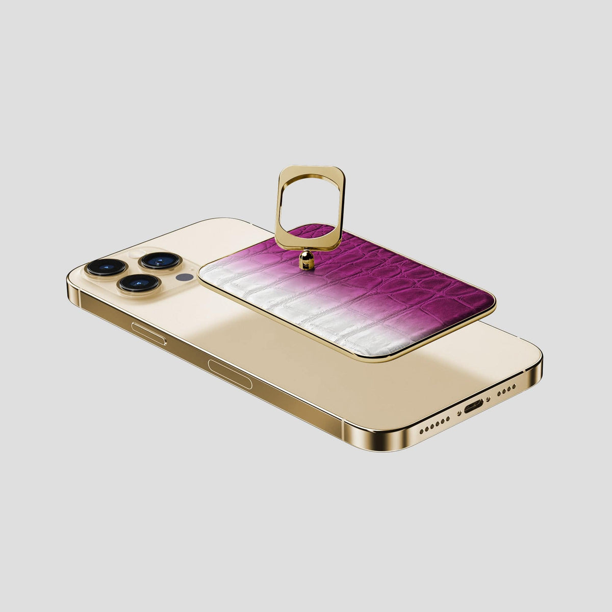 Fuchsia iPhone 14 Pro Max Himalaya MagSafe Ring with Gold Metal -4 | Fuchsia-Gold