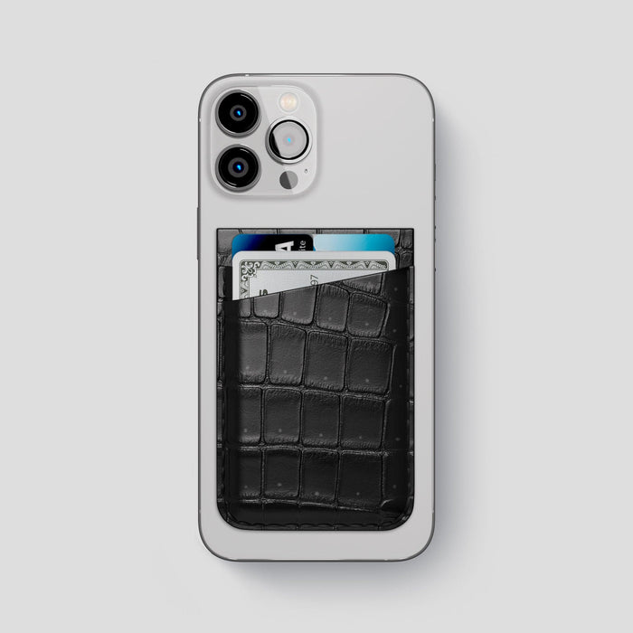 Black iPhone 13 Pro Max Magsafe Wallet Porosus Crocodile -1 | Black