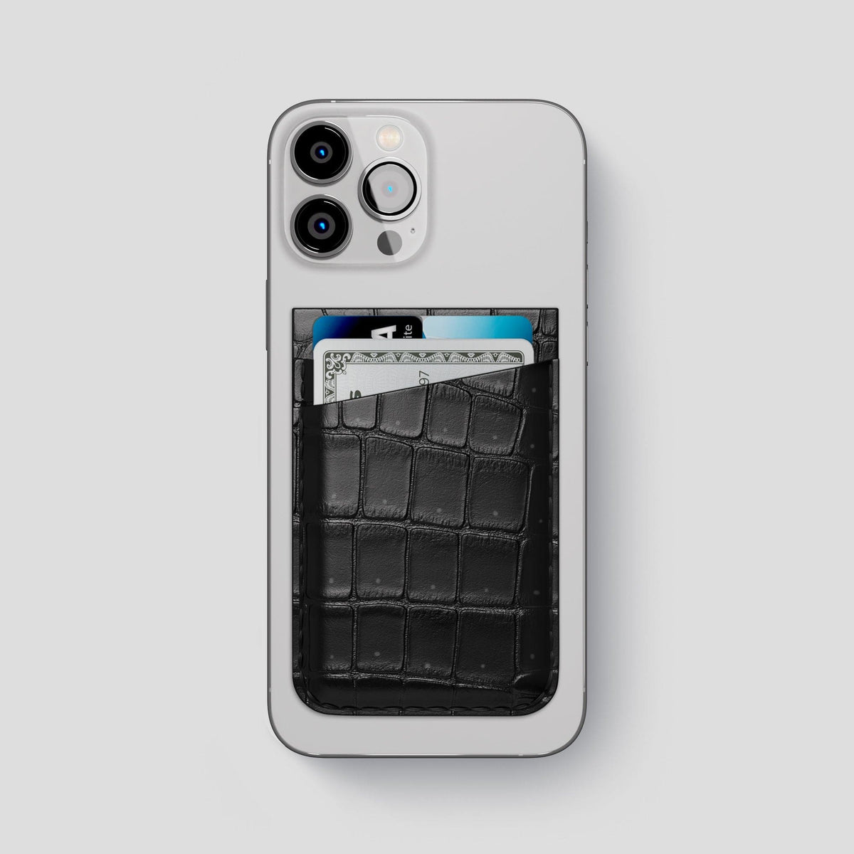 Black iPhone 14 Pro Max Magsafe Wallet Porosus Crocodile -1 | Black