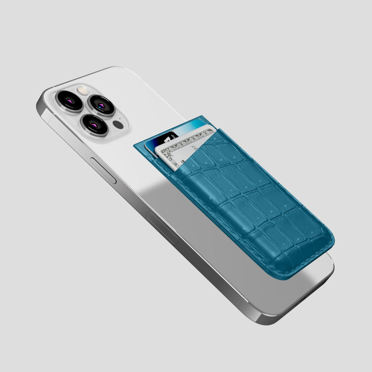 Duck Blue iPhone 14 Pro Max Magsafe Wallet Porosus Crocodile -4 | Duck-Blue