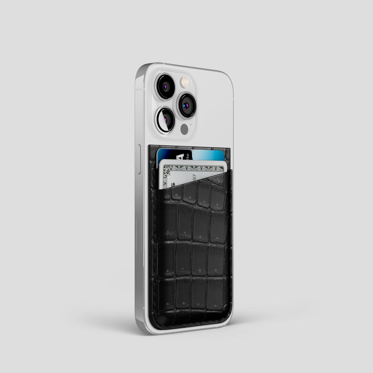 Black iPhone 14 Pro Magsafe Wallet Porosus Crocodile -2 | Black