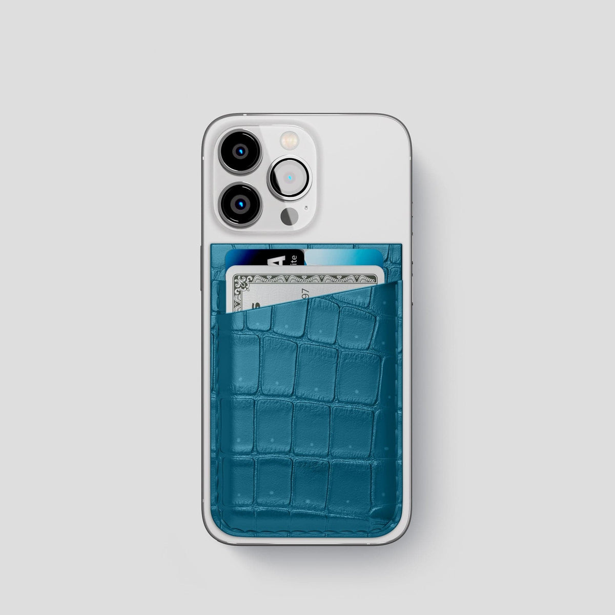 Duck Blue iPhone 14 Pro Magsafe Wallet Porosus Crocodile -1 | Duck-Blue