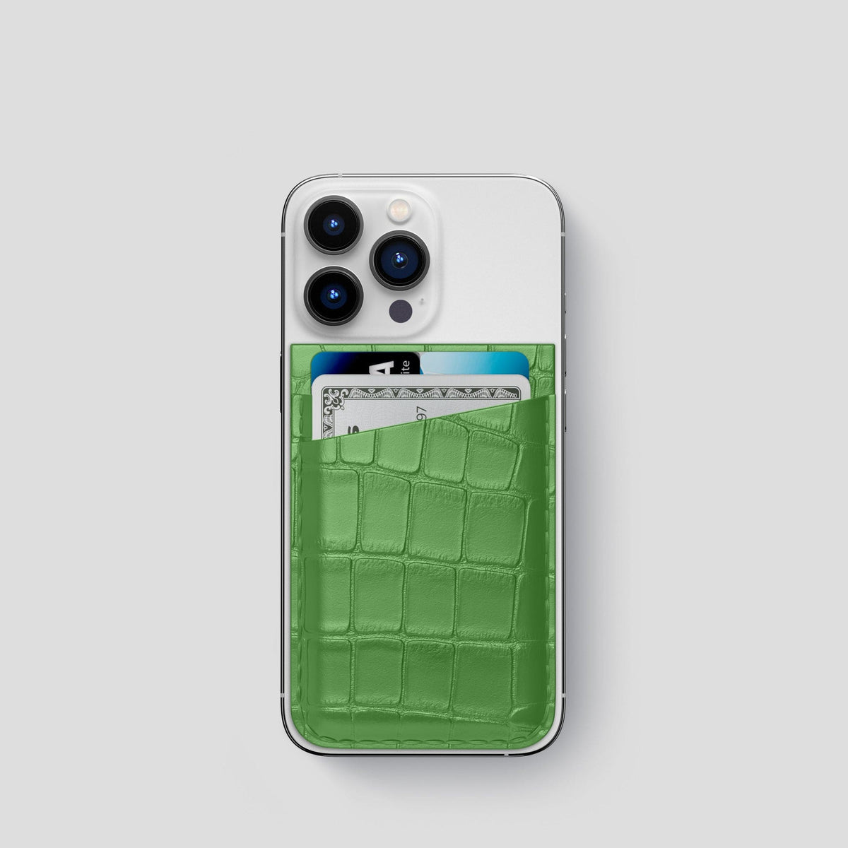 Apple-Green iPhone 13 Pro MagSafe Wallet Alligator -1 | Apple-Green