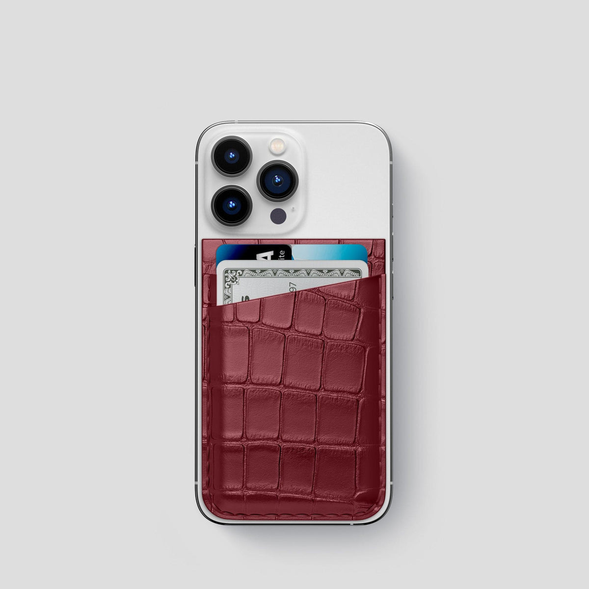 Burgundy iPhone 13 Pro MagSafe Wallet Alligator -1 | Burgundy