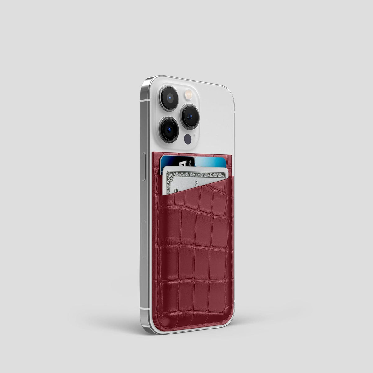 Burgundy iPhone 13 Pro MagSafe Wallet Alligator -2 | Burgundy