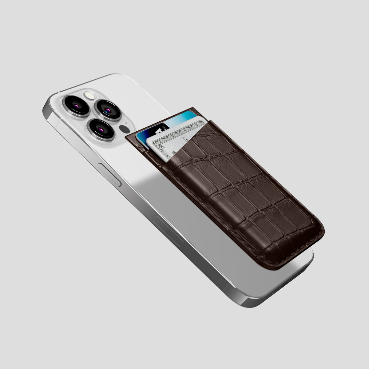 Dark Brown iPhone 13 Pro MagSafe Wallet Alligator -4 | Dark-Brown