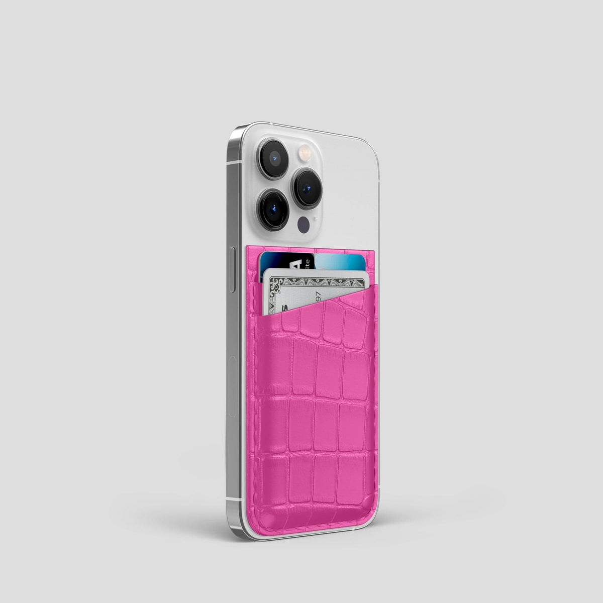 Fuchsia iPhone 14 Pro MagSafe Wallet Alligator -2 | Fuchsia