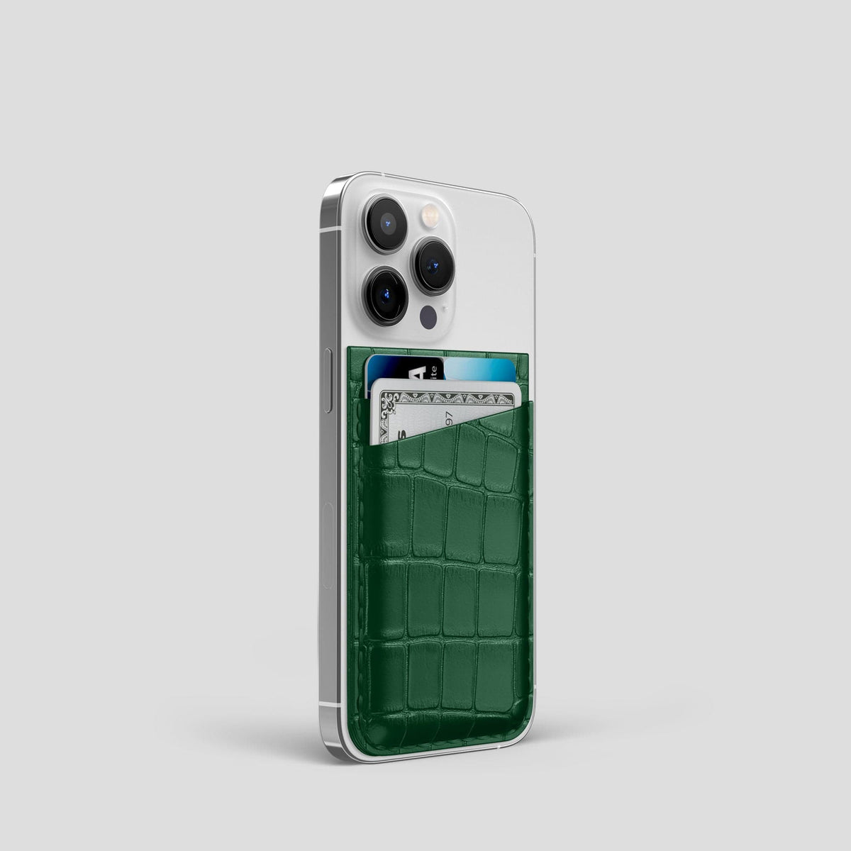 Forest-Green iPhone 13 Pro MagSafe Wallet Alligator -2 | Forest-Green