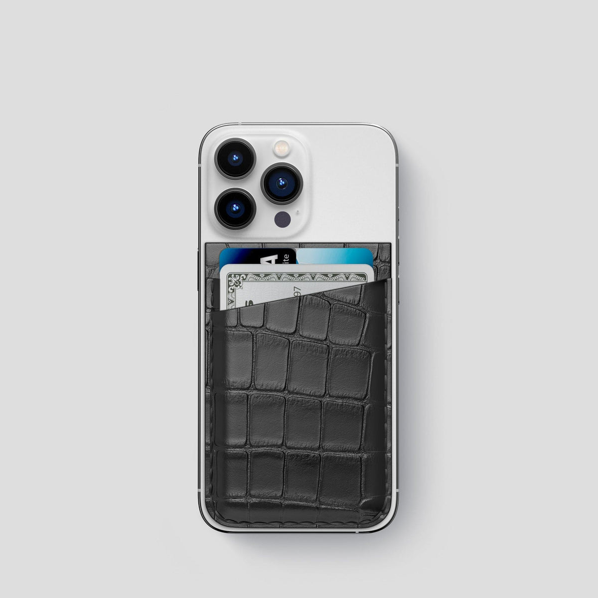 Grey iPhone 14 Pro MagSafe Wallet Alligator -1 | Grey