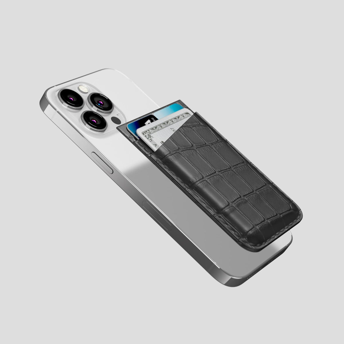 Grey iPhone 14 Pro MagSafe Wallet Alligator -4 | Grey