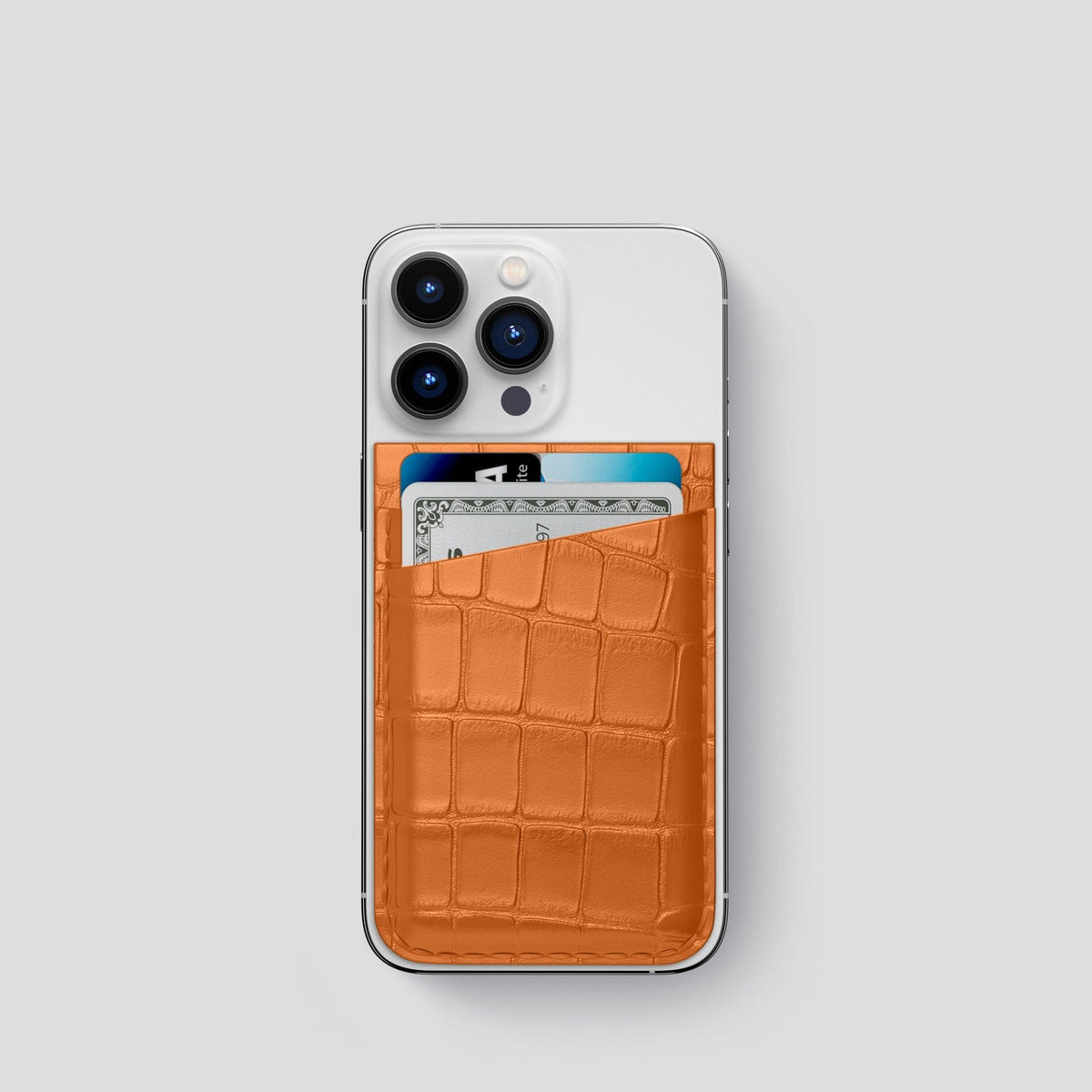 Orange iPhone 14 Pro MagSafe Wallet Alligator -1 | Orange