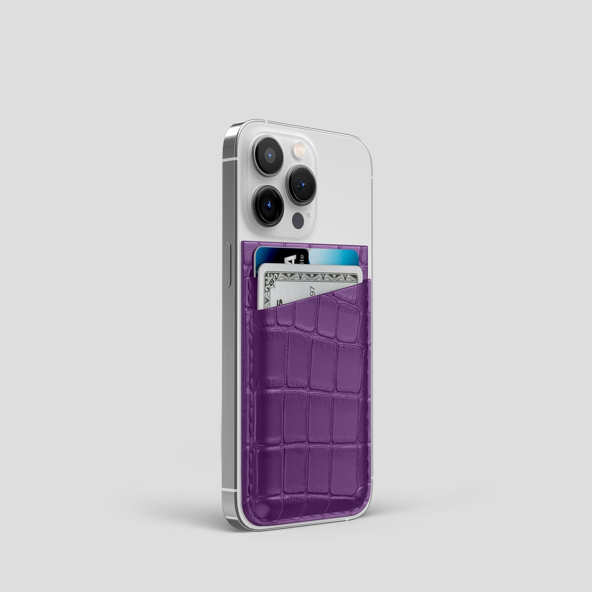 Purple iPhone 14 Pro MagSafe Wallet Alligator -2 | Purple