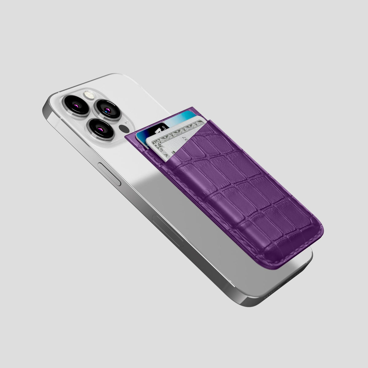 Purple iPhone 13 Pro MagSafe Wallet Alligator -4 | Purple