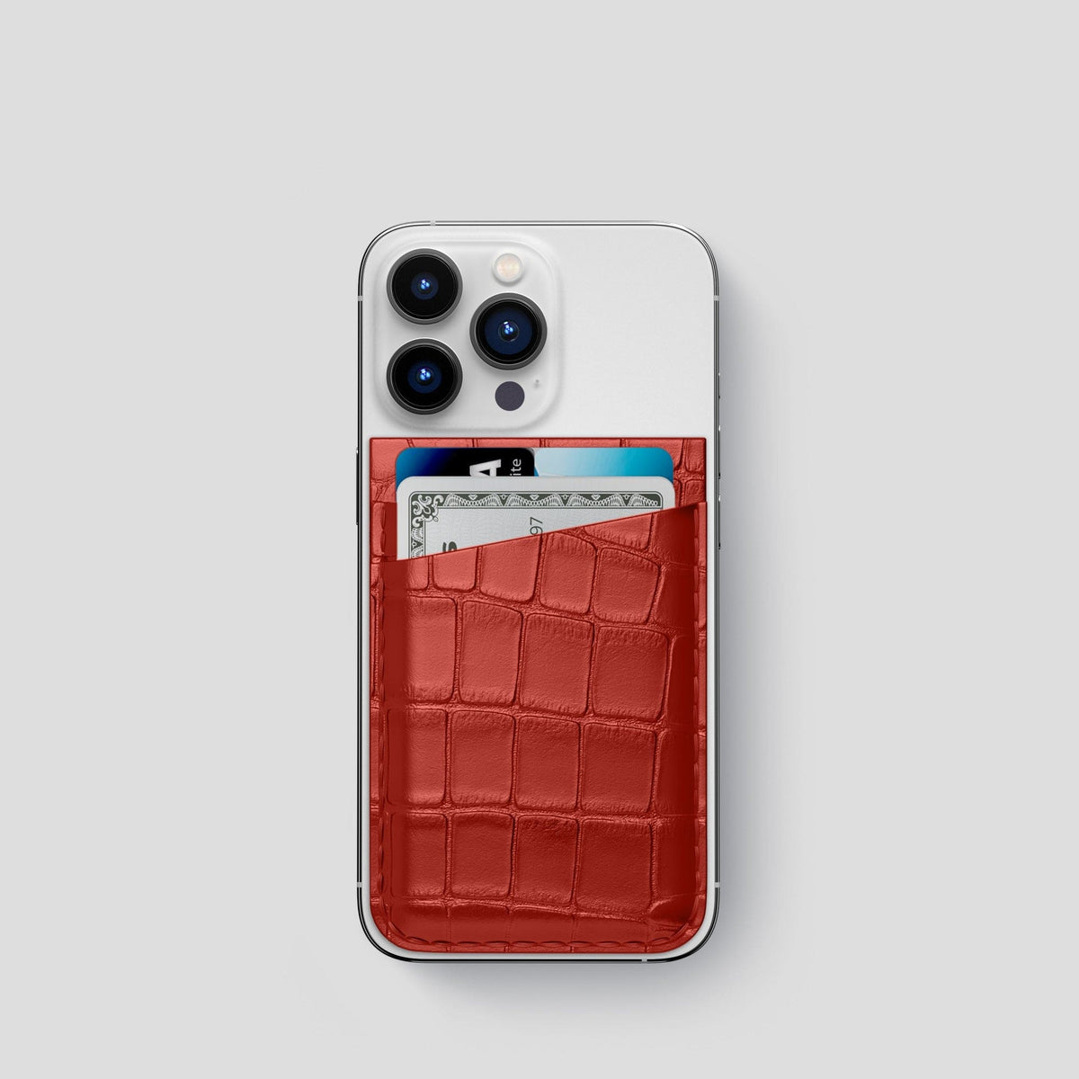 Red iPhone 14 Pro MagSafe Wallet Alligator -1 | Red