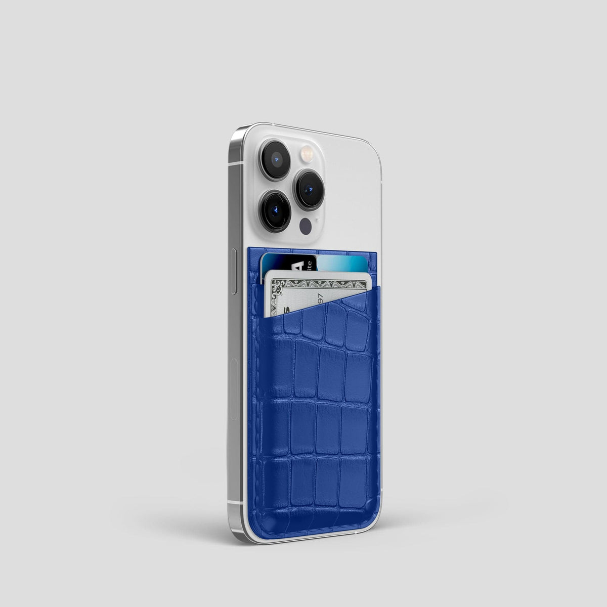 Royal Blue iPhone 13 Pro MagSafe Wallet Alligator -2 | Royal-Blue