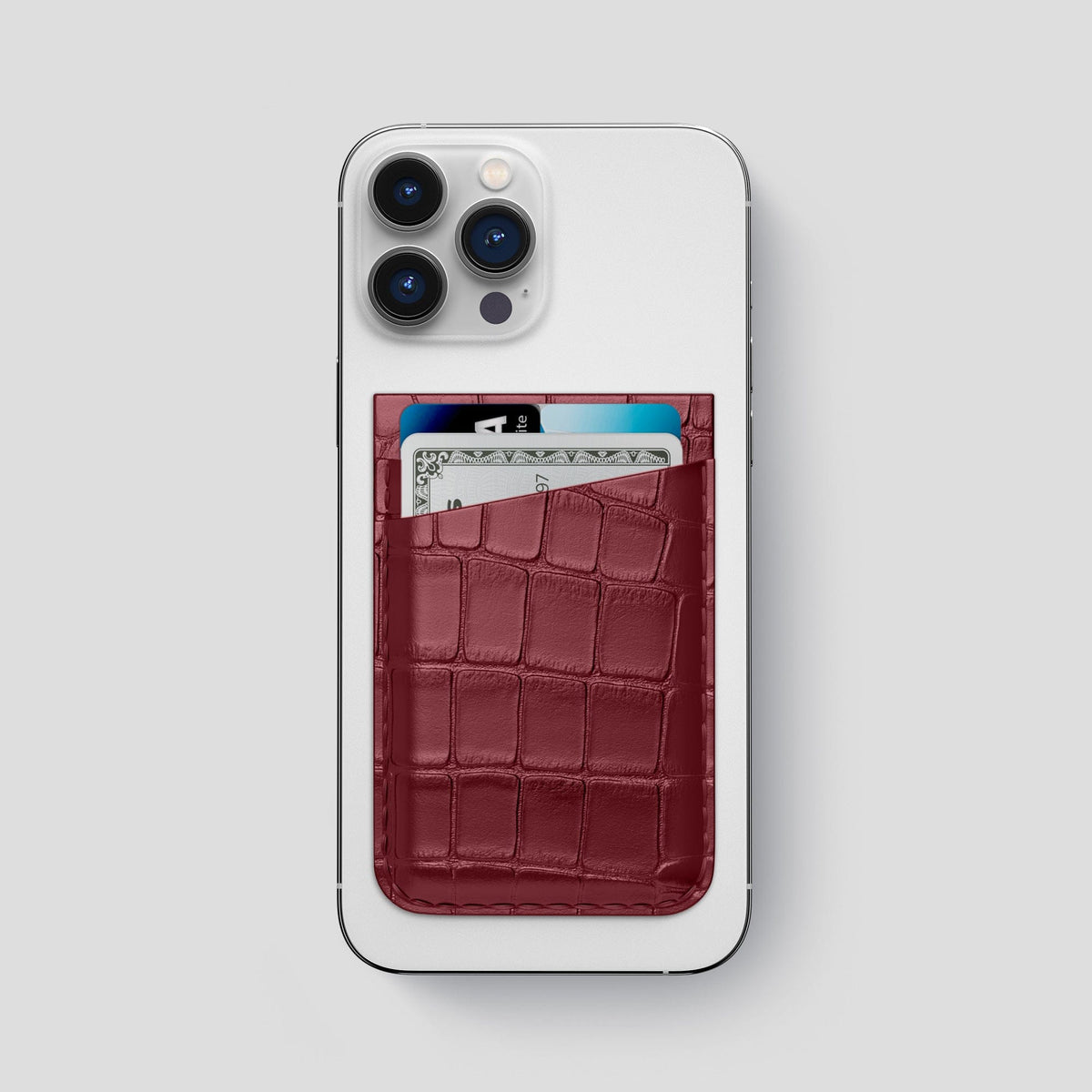 Burgundy iPhone 13 Pro Max MagSafe Wallet Alligator -1 | Burgundy