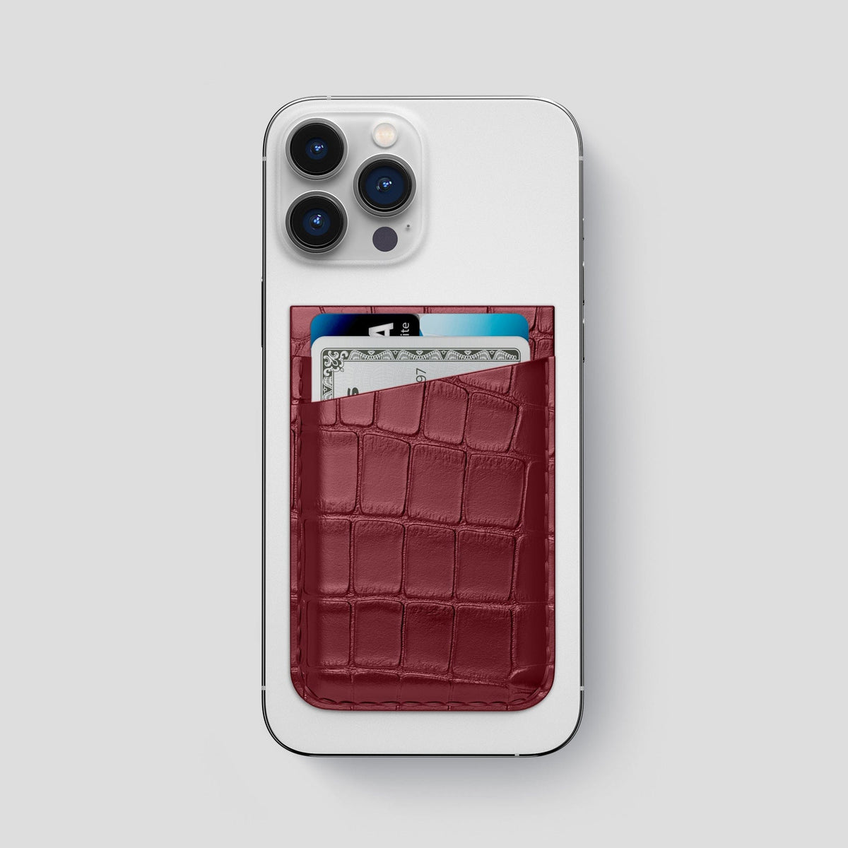 Burgundy iPhone 14 Pro Max MagSafe Wallet Alligator -1 | Burgundy