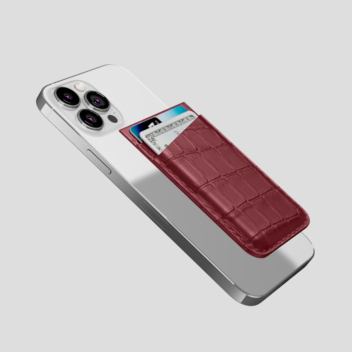 Burgundy iPhone 13 Pro Max MagSafe Wallet Alligator -4 | Burgundy