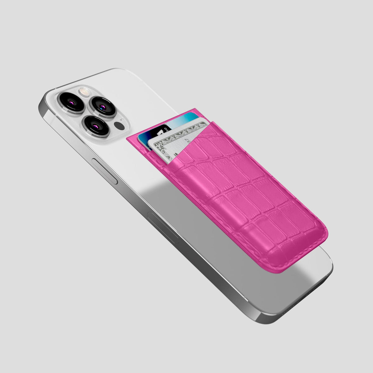 Fuchsia iPhone 14 Pro Max MagSafe Wallet Alligator -4 | Fuchsia