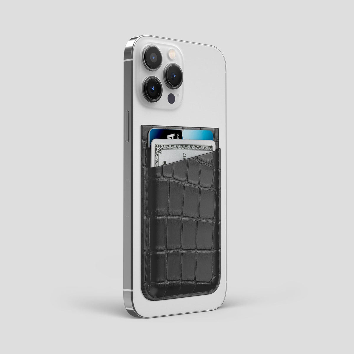 Grey iPhone 13 Pro Max MagSafe Wallet Alligator -2 | Grey