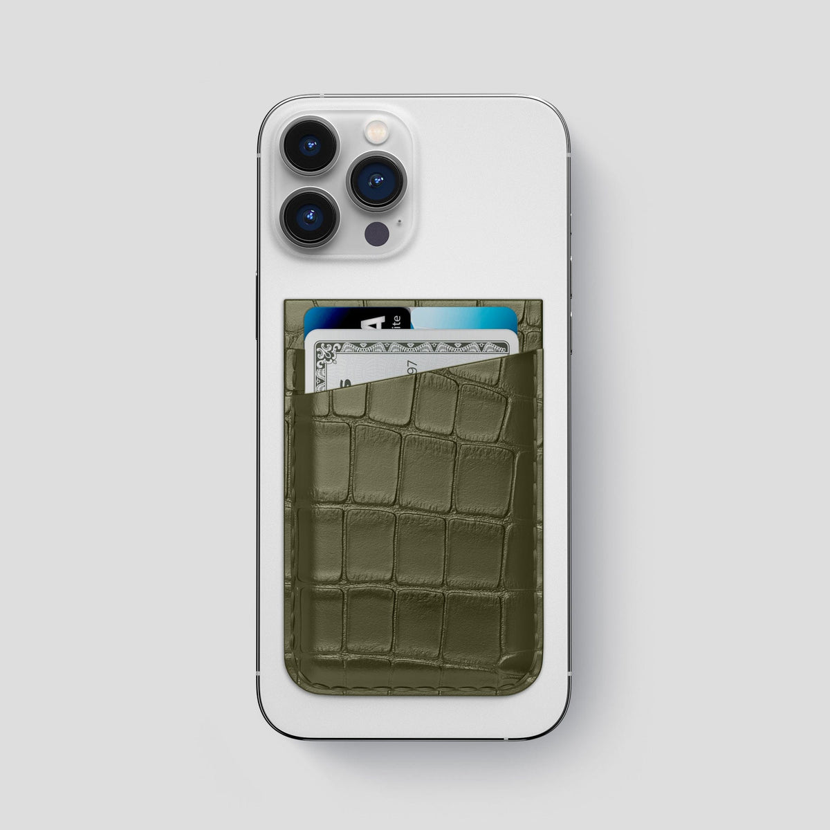 Kaki-Green iPhone 13 Pro Max MagSafe Wallet Alligator -1 | Kaki-Green