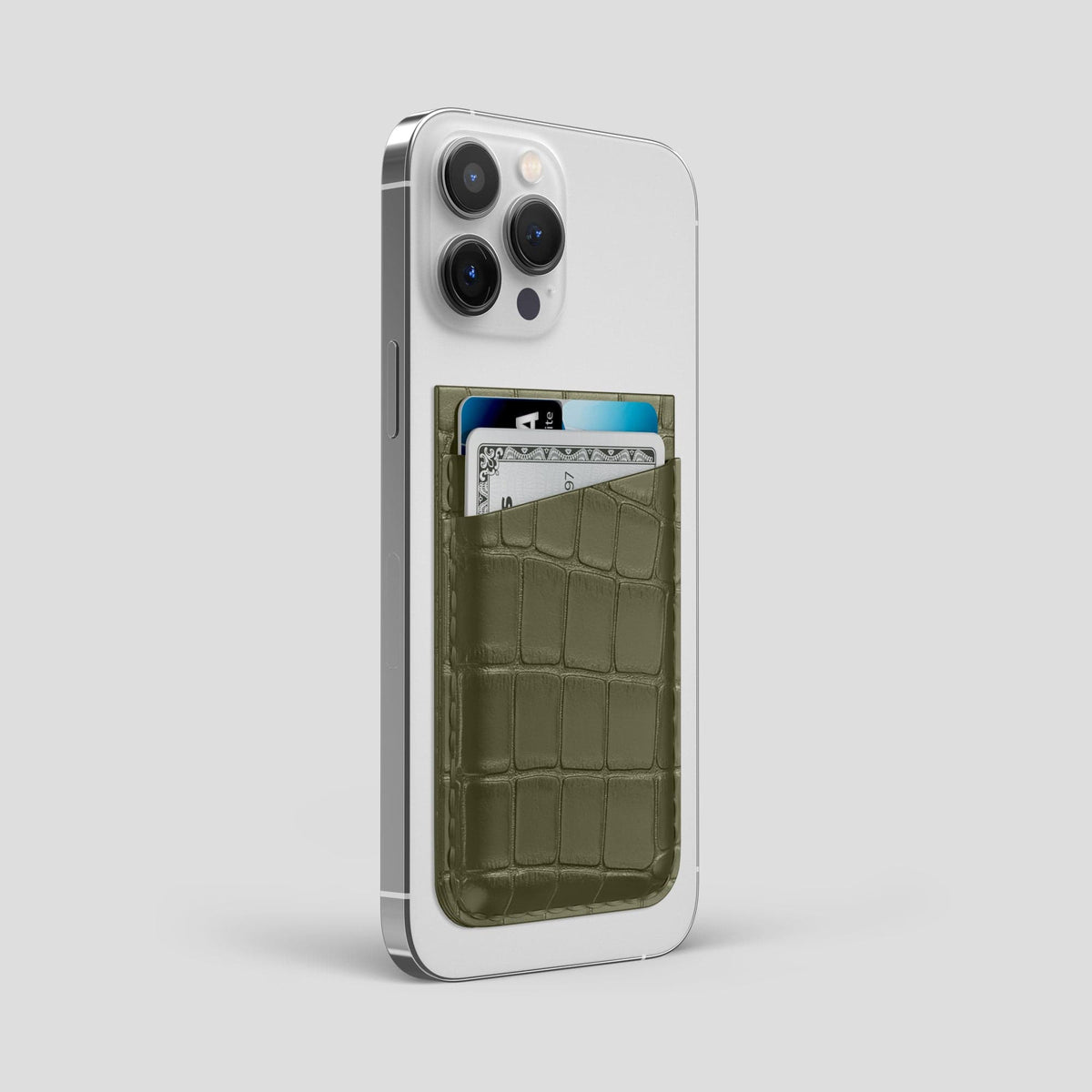 Kaki-Green iPhone 13 Pro Max MagSafe Wallet Alligator -2 | Kaki-Green