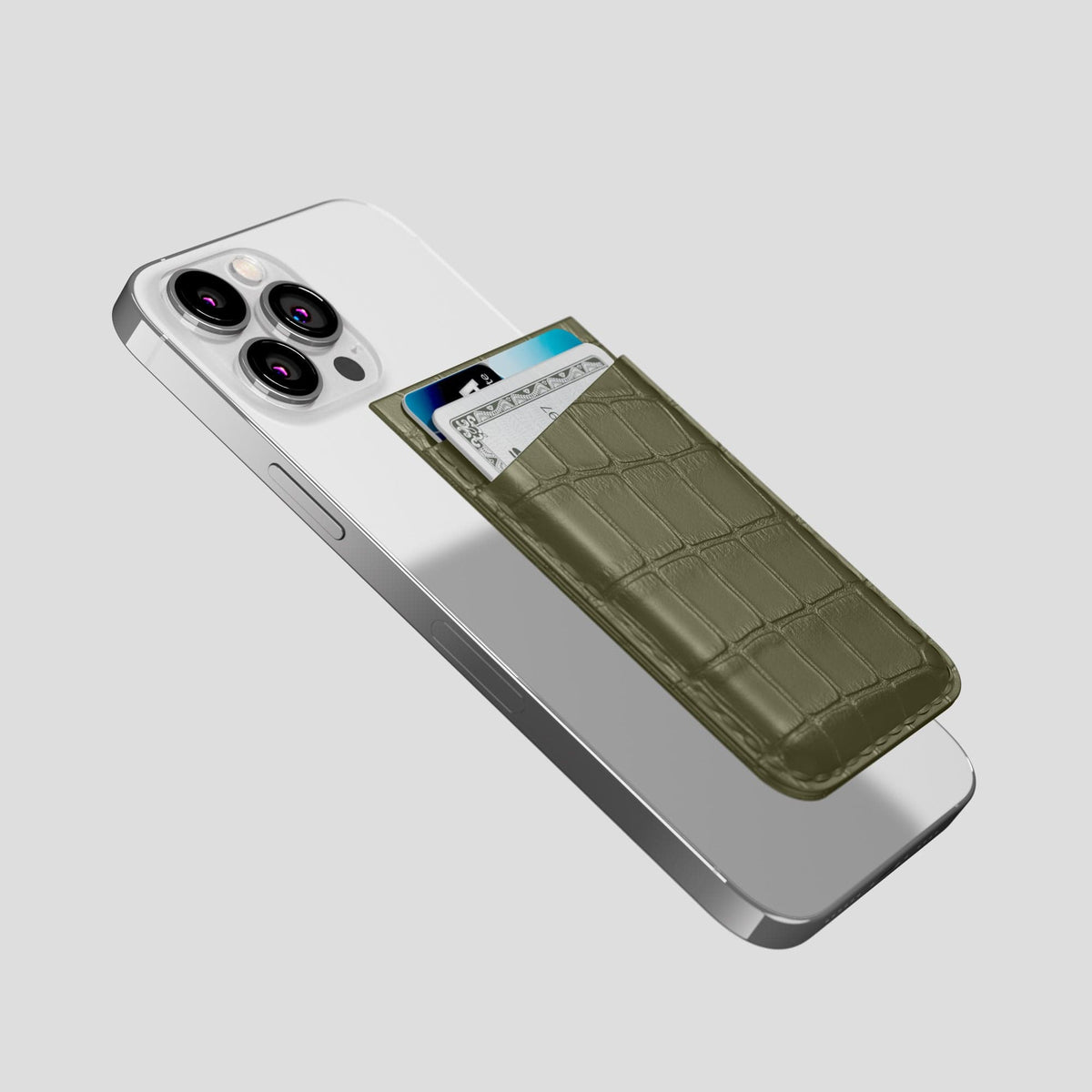 Kaki-Green iPhone 13 Pro Max MagSafe Wallet Alligator -4 | Kaki-Green