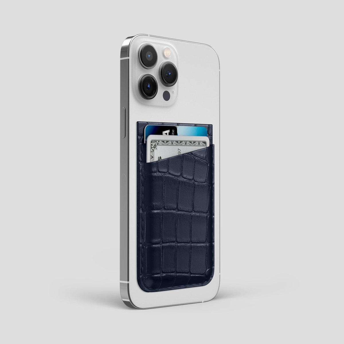 Navy Blue iPhone 13 Pro Max MagSafe Wallet Alligator -2 | Navy-Blue