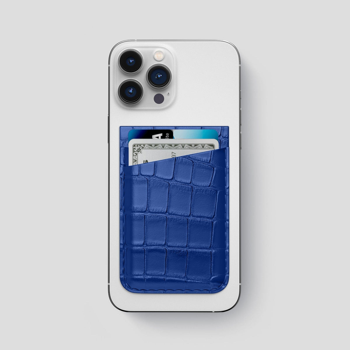 Royal Blue iPhone 14 Pro Max MagSafe Wallet Alligator -1 | Royal-Blue