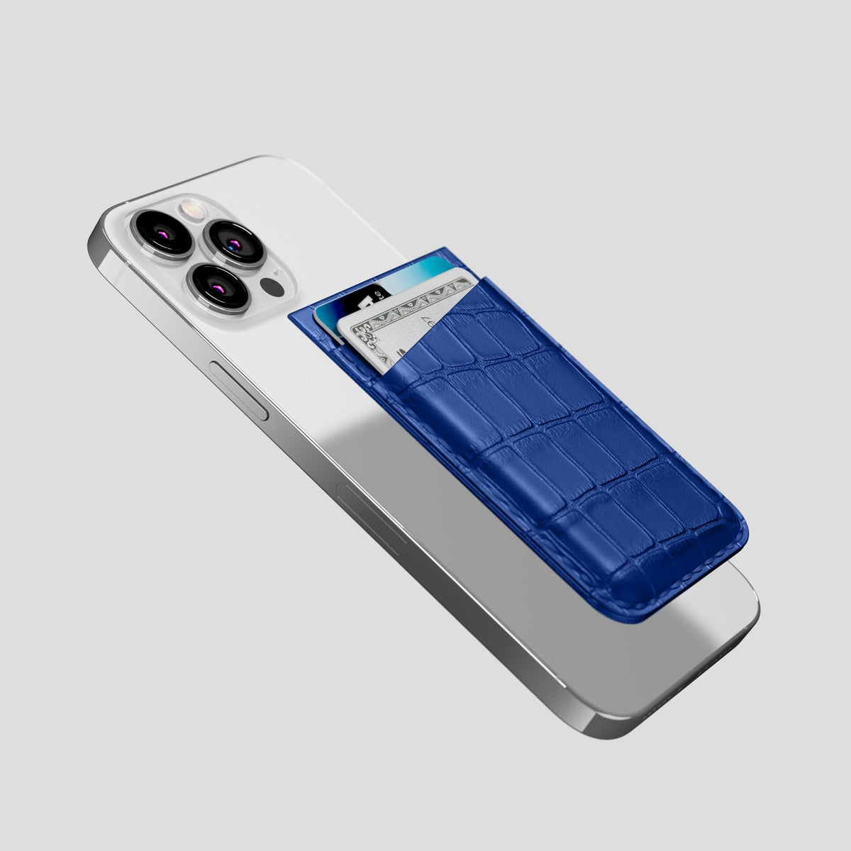 Royal Blue iPhone 13 Pro Max MagSafe Wallet Alligator -4 | Royal-Blue