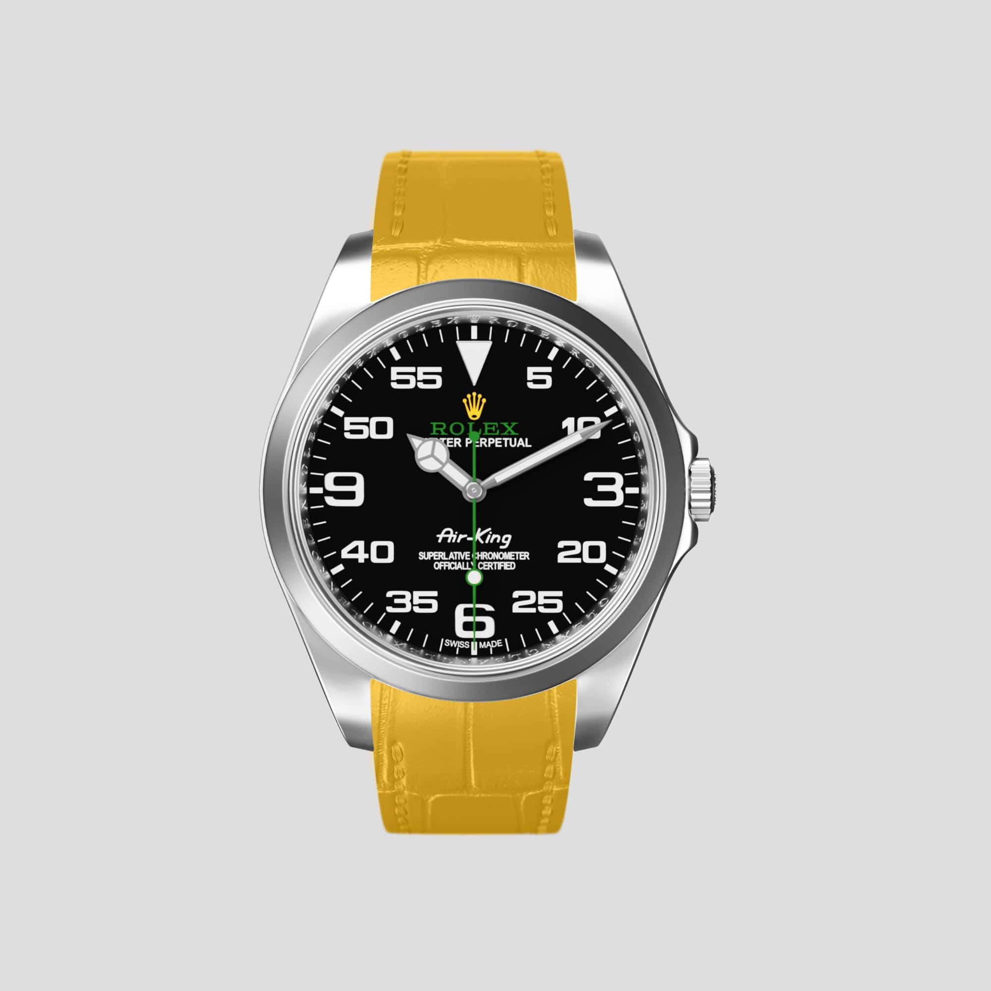 〇 ROLEX Air King 34 クロコダイルレザーベルト FZ8296 Sport Band For Rolex Air-King In Alligator – Labodet