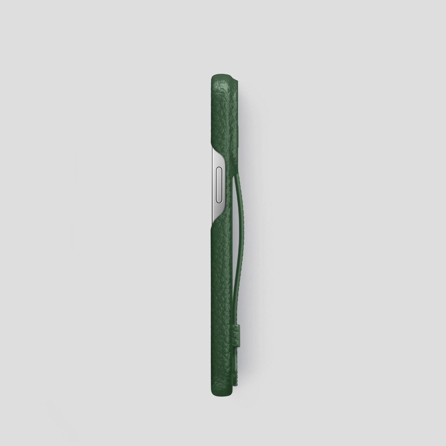 Dark Green iPhone 14 Pro Strap Case Calf with Steel Metal -3 | Dark-Green-Steel