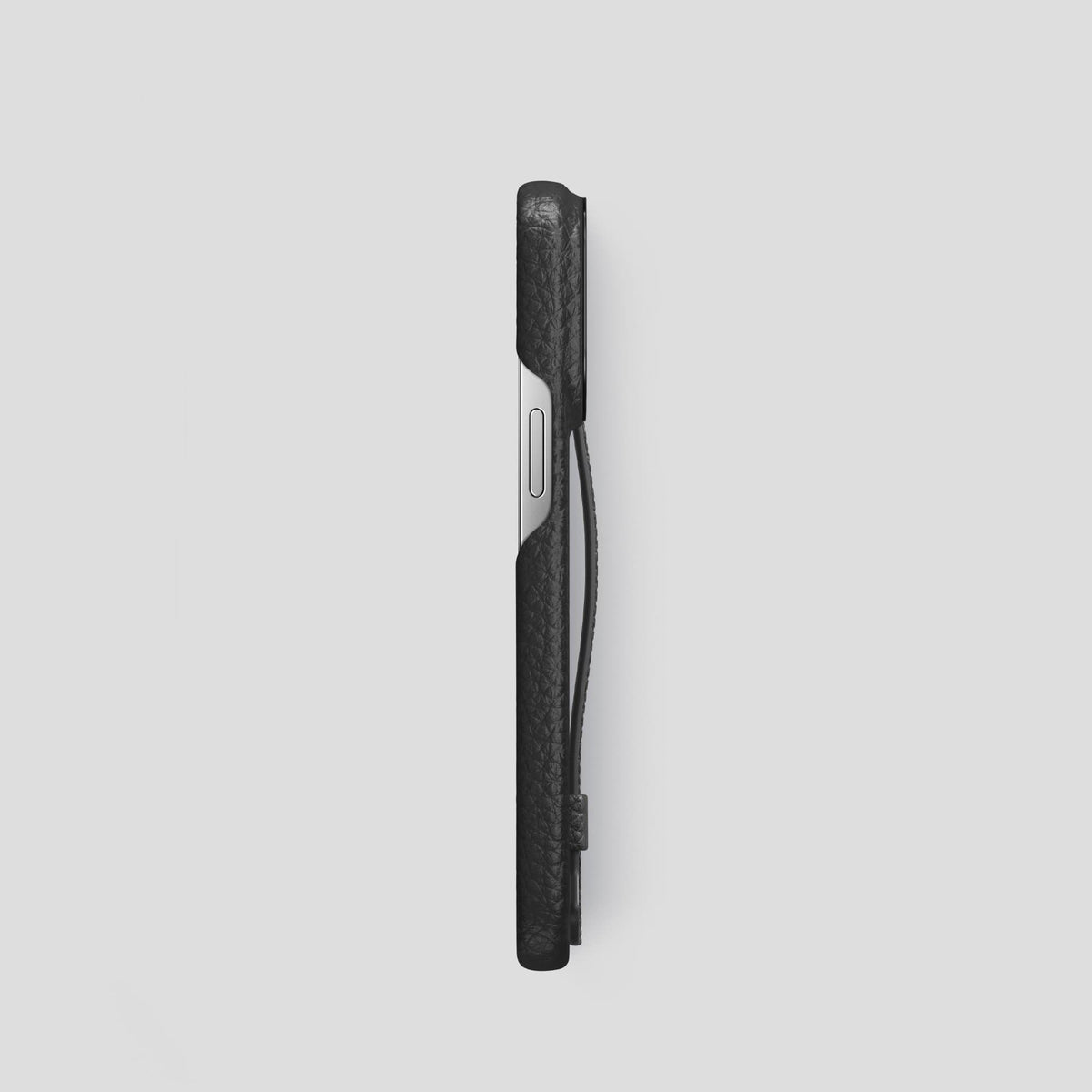 Black iPhone 14 Pro Strap Case Calf with Black Metal -3 | Black-Black