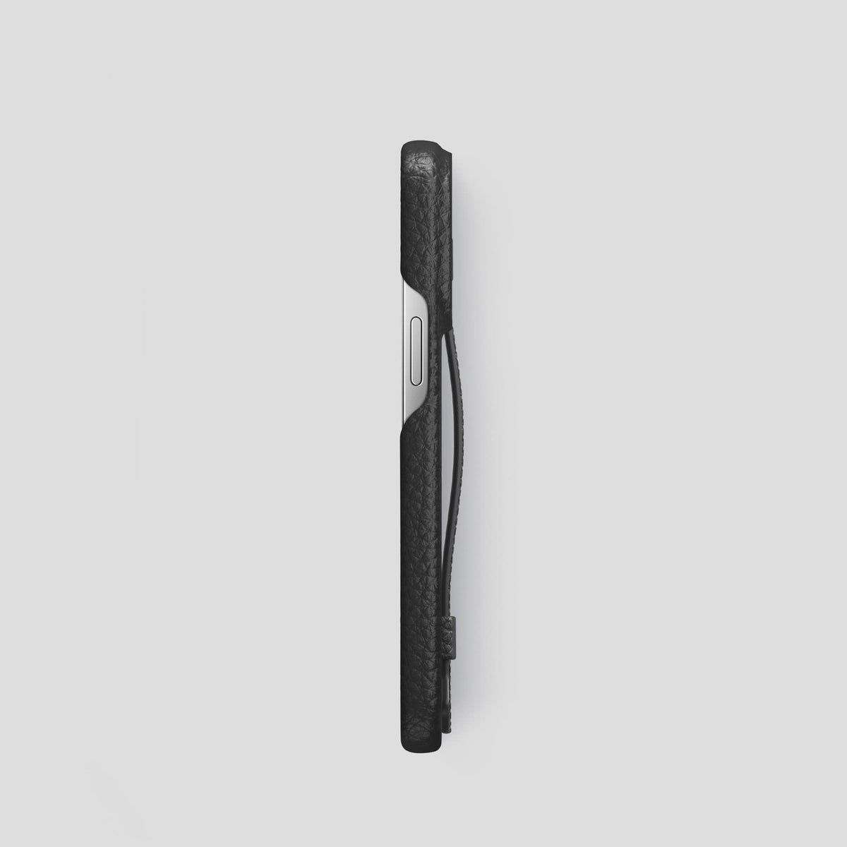 Black iPhone 14 Pro Strap Case Calf with Steel Metal -3 | Black-Steel