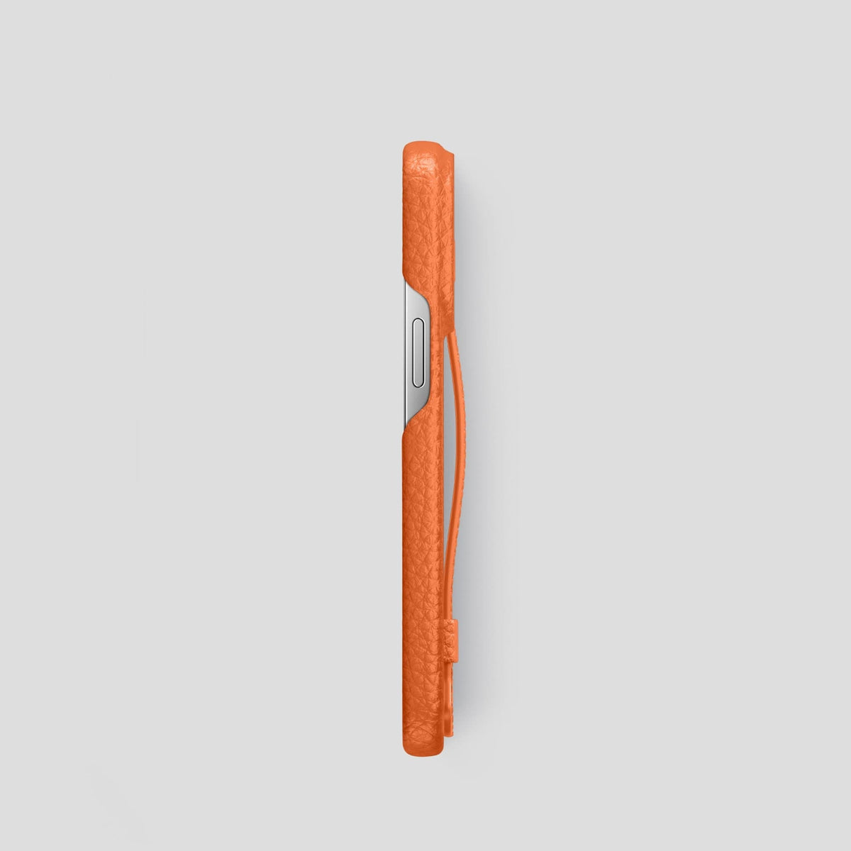 Orange iPhone 14 Pro Strap Case Calf with Steel Metal -3 | Orange-Steel