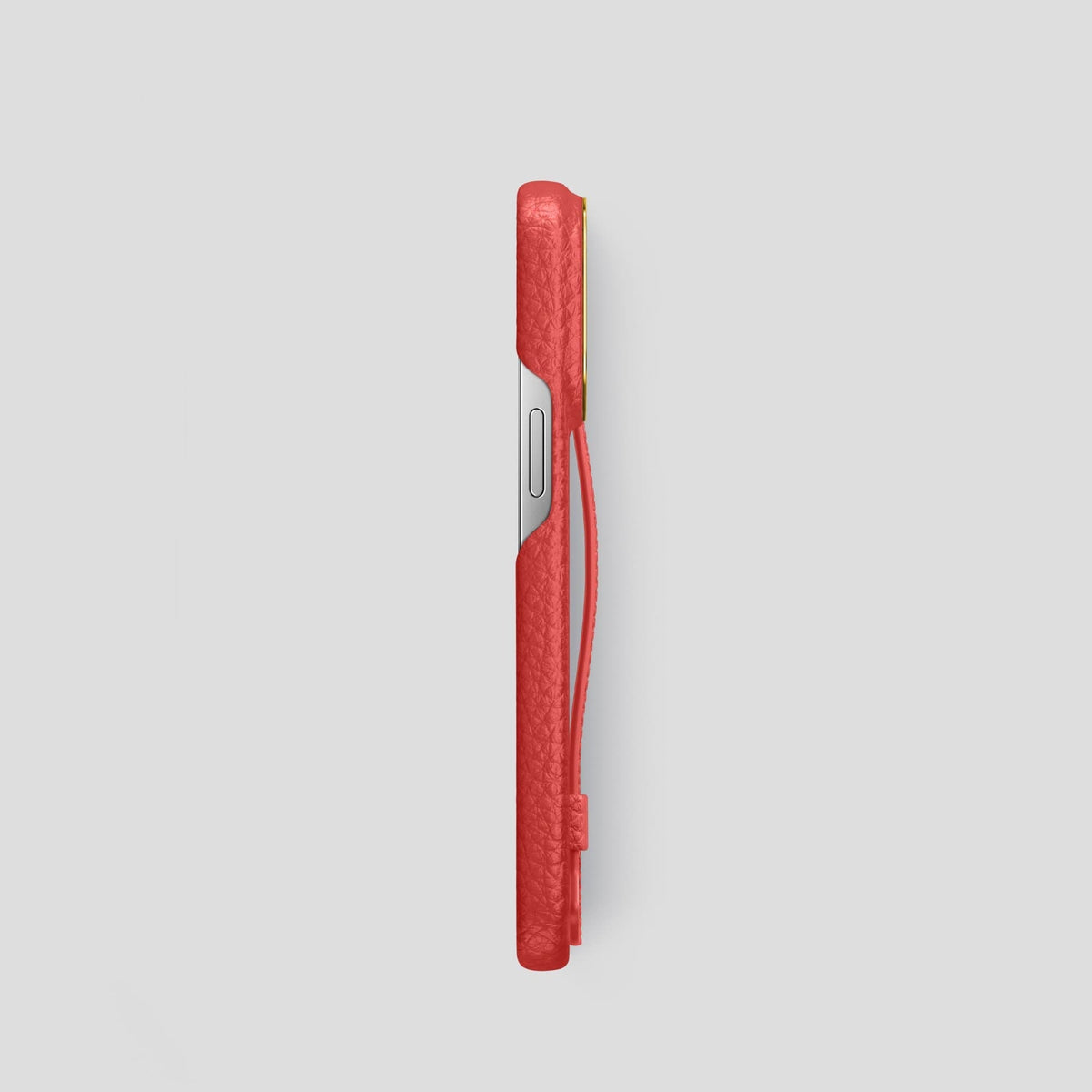 Red iPhone 14 Pro Strap Case Calf with Gold Metal -3 | Red-Gold