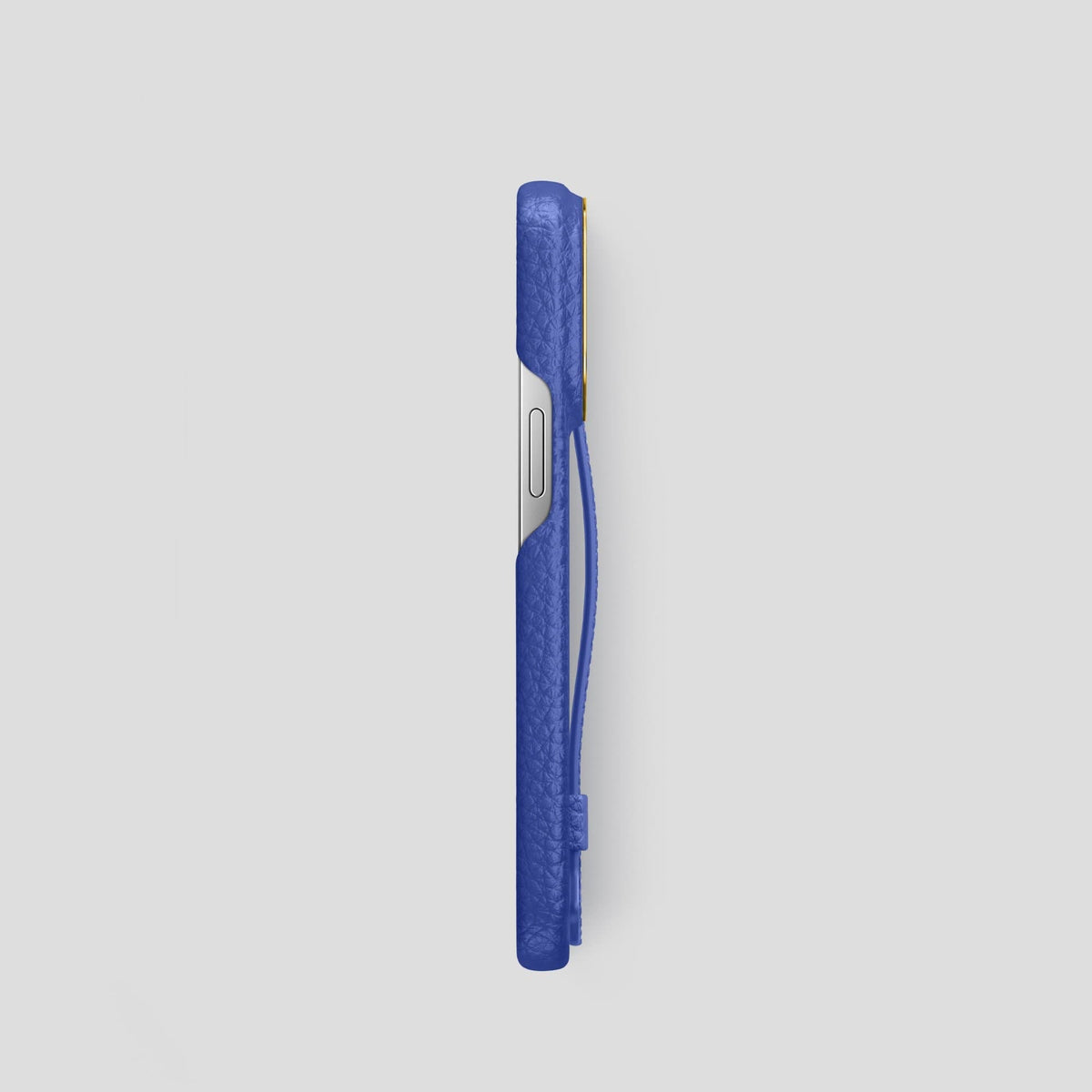 Royal Blue iPhone 14 Pro Strap Case Calf with Gold Metal -3 | Royal-Blue-Gold