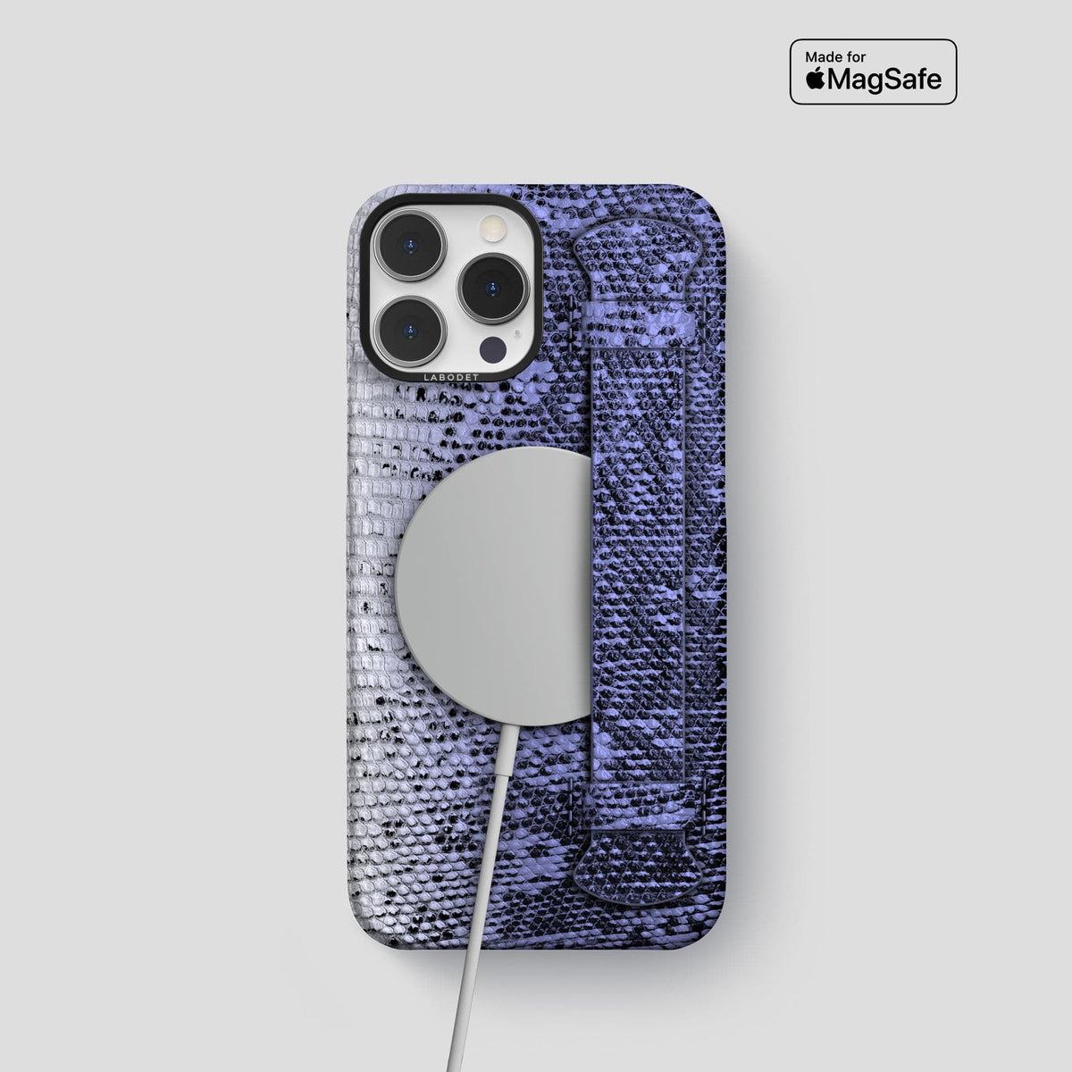 Navy-Blue iPhone 14 Pro Himalayan Lizard Strap Case with Black Metal -5 | Navy-Blue-Black
