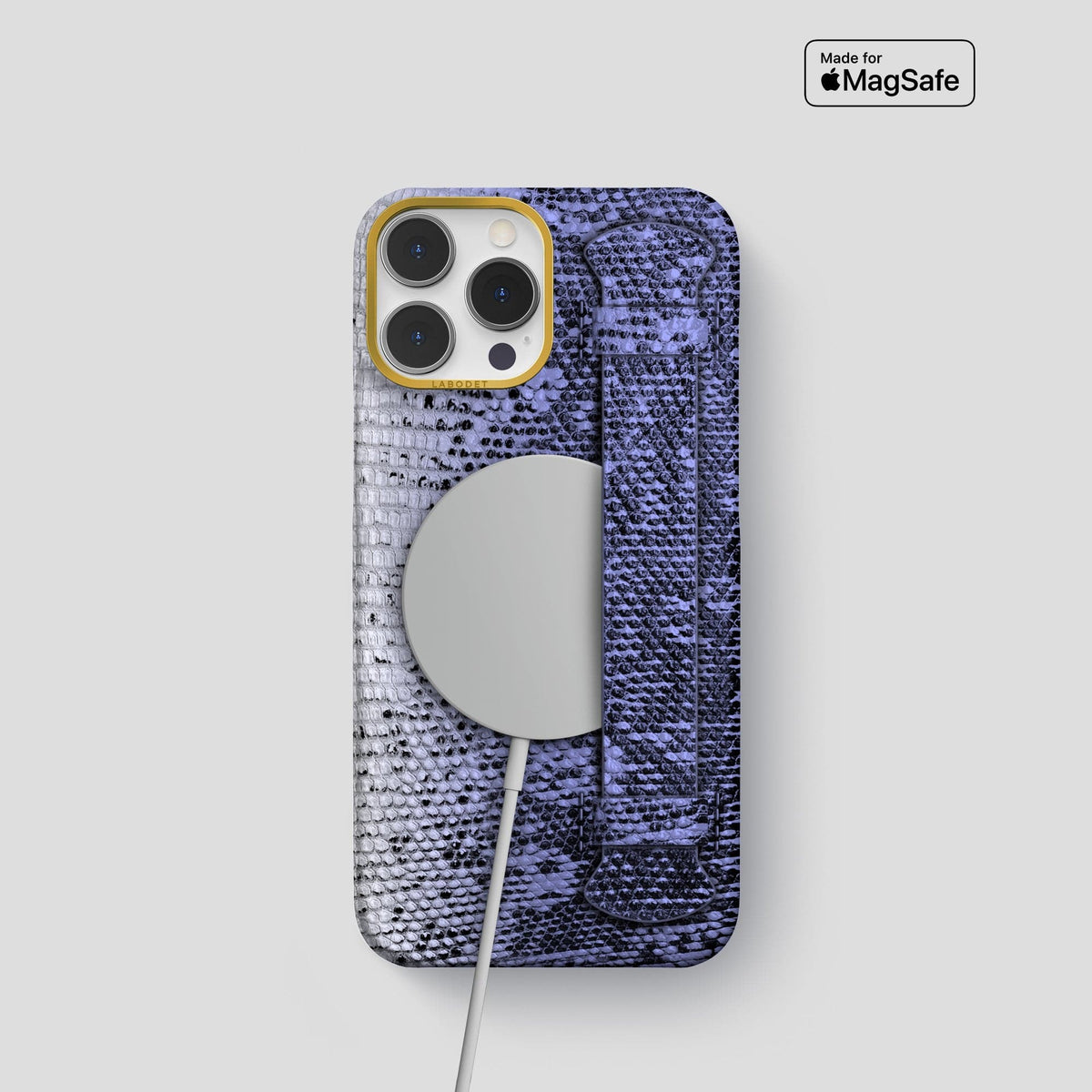 Navy-Blue iPhone 14 Pro Himalayan Lizard Strap Case with Gold Metal -5 | Navy-Blue-Gold